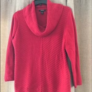 Red cowl neck sweater